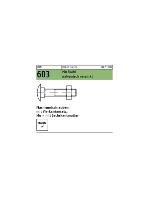 Abverkauf DIN 603 Schlossschraube - verzinkt - m.Mu - M12x160 - 25 Stück
