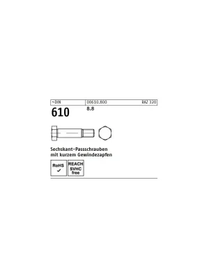 ~DIN 610 8.8 Sechskant-Passschrauben mit kurzem Gewindezapfen - Abmessung M 14 x 60 (10 Stück) Neu