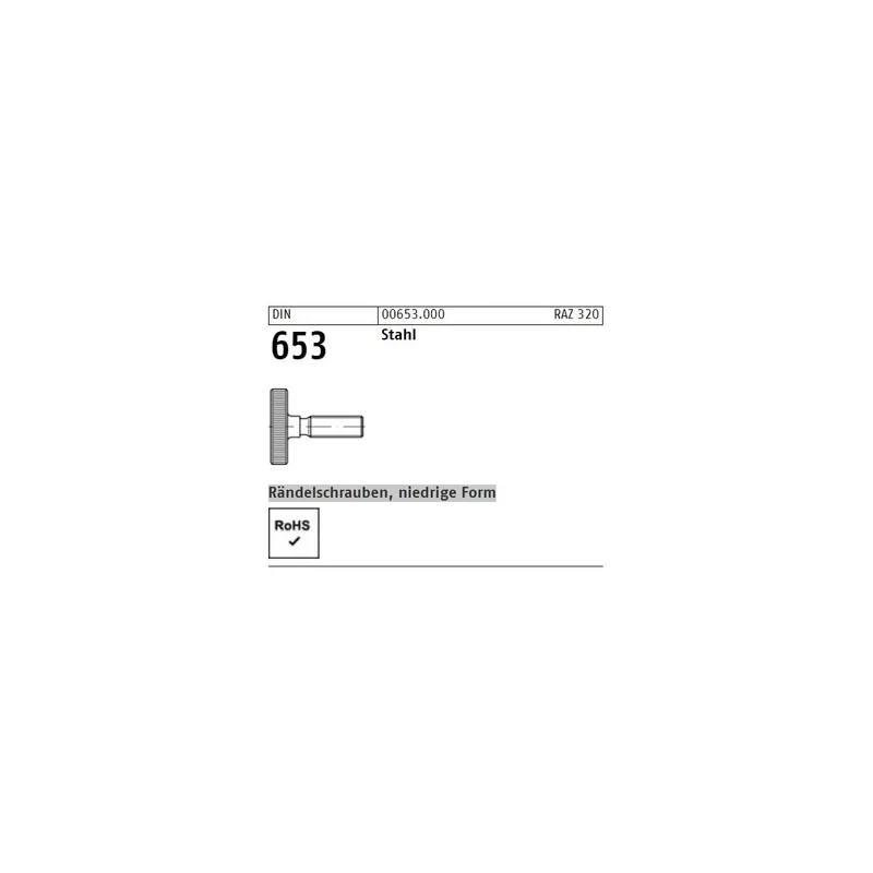 Sonderangebot Rändelschrauben DIN 653 - 10x50 - niedrige Form - Stahl - 10 Stück