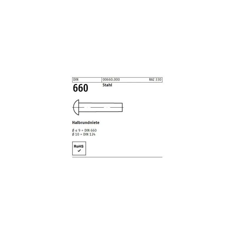 Halbrundnieten DIN 660 - 2,5x20 - Stahl blank - 1000 Stück Sichere Zahlung