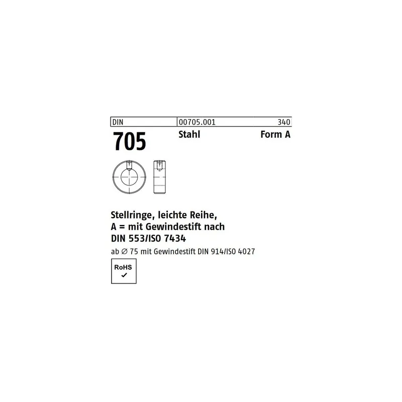 DIN 705 Stellringe Form A Stahl 18mm 10St. Preis Gesenkt