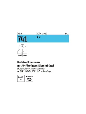 ~DIN 741 A 2 Drahtseilklemmen mit U-förmigem Klemmbügel - Abmessung 5 MM / M 5 (50 Stück) Billig