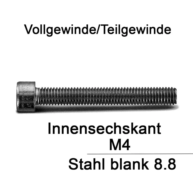 Online Kaufen Zylinderschraube ISO 4762 - DIN 912 - M4x55 - Innensechskant - Stahl 8.8 - 200 Stück