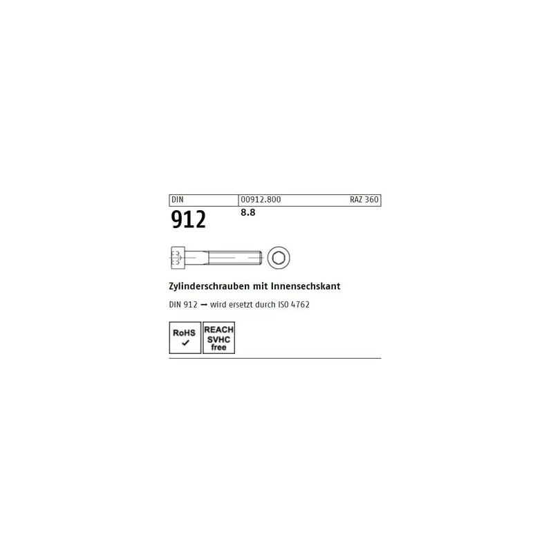 Zylinderschraube ISO 4762 - DIN 912 - M42x220 - Innensechskant - Stahl 8.8 - 1 Stück Nur Heute