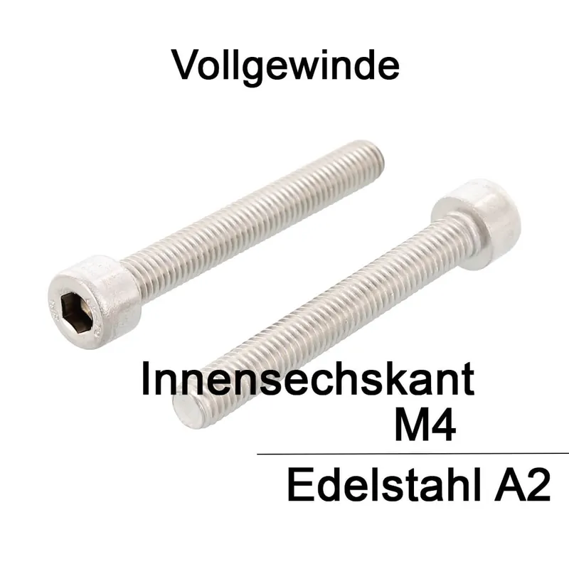 Zertifiziert Zylinderschraube ISO 4762 (DIN 912) – M4x20 – Innensechskant – Vollgewinde – Edelstahl A2 – 500 Stück – S&P
