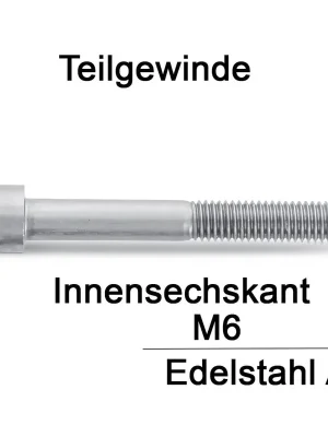Zylinderschrauben ISO 4762 (=DIN 912) - M6x65 - Innensechskant - Teilgewinde - A2 - 100 Stück Kracherpreis