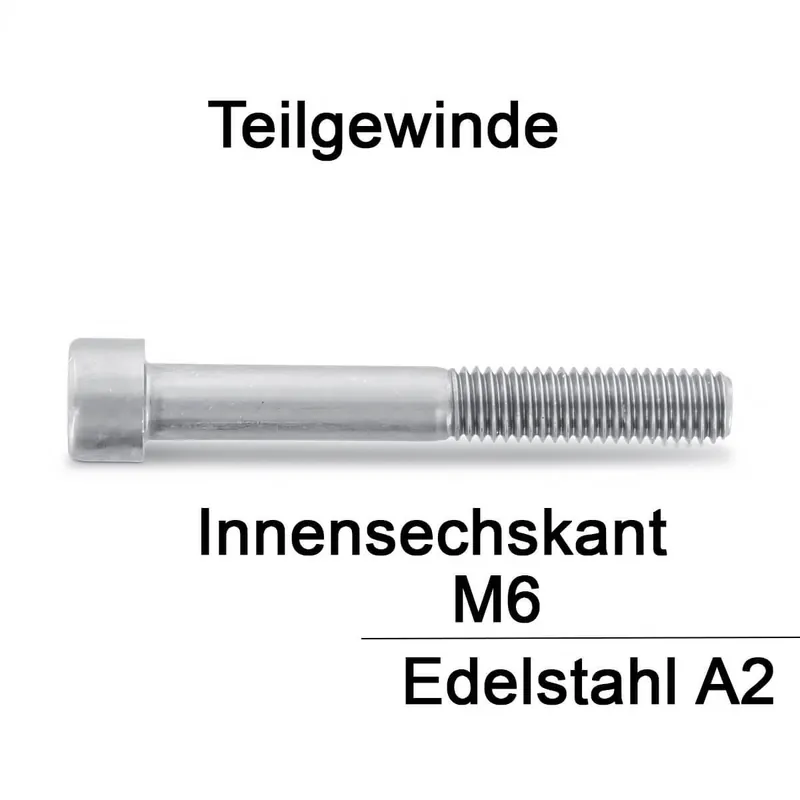 Zylinderschrauben ISO 4762 (=DIN 912) - M6x65 - Innensechskant - Teilgewinde - A2 - 100 Stück Kracherpreis