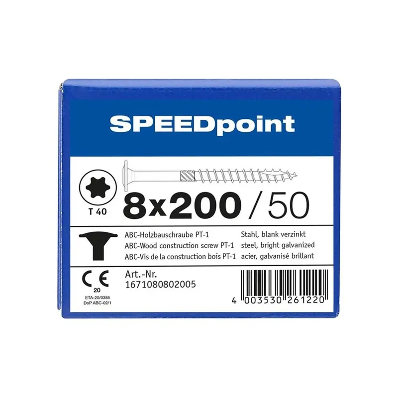 Neue Kollektion SPEEDpoint Tellerkopfschraube T40 Teilgewinde blank verzinkt 50ST - 8 x 200